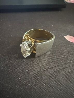 Gold Solitaire Ring with Clear Stone
